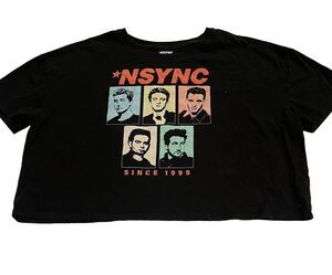 NSYNC Crop-Top Shirt 2XL Black Tour Merch Graphic Tee
